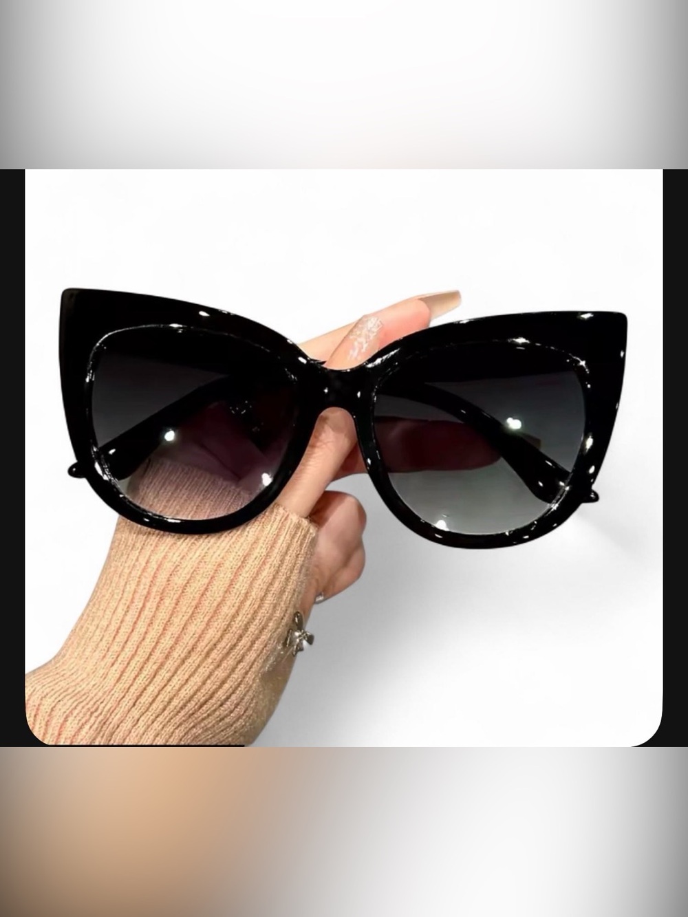 Black Oversized Cat Eye Sunglasses - Unbranded